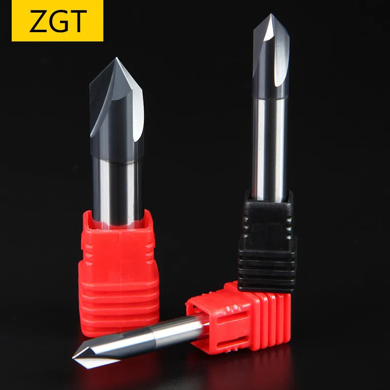 ZGT Chamfering Milling Cutter 60 90 120 Degree Coated 3 Flute Chamfer End Mill C
