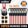 HORUSDAY 18" Elastic Bungee Cords with Hooks: 10 Pcs Bungee Cords