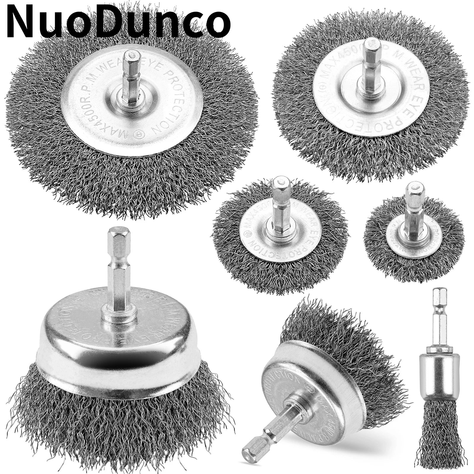 New 7 Pcs Wire Wheel Wire Brush Wheel Cup Brush Set for Drill 1/4 Inch