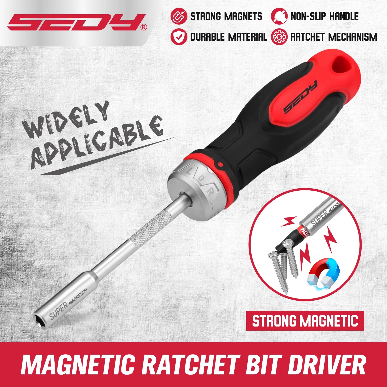 SEDY 1/4" Drive Magnetic Ratcheting Screwdriver by SEDY