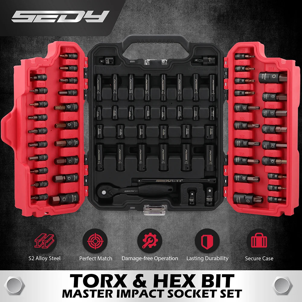 SEDY 73-Piece Hex Torx Bit Impact Socket Set by SEDY