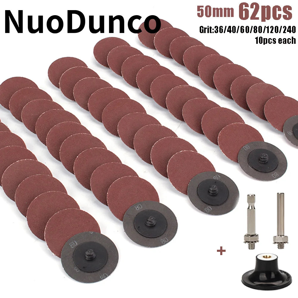 62pcs 50mm R-Type Quick Change Discs Set 2" Zirconia Sanding Discs