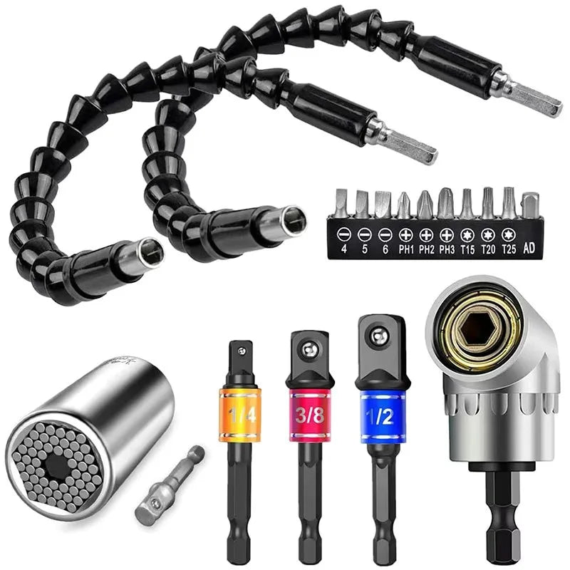 Universal Socket Wrench Tool Set with Impact Grade Driver