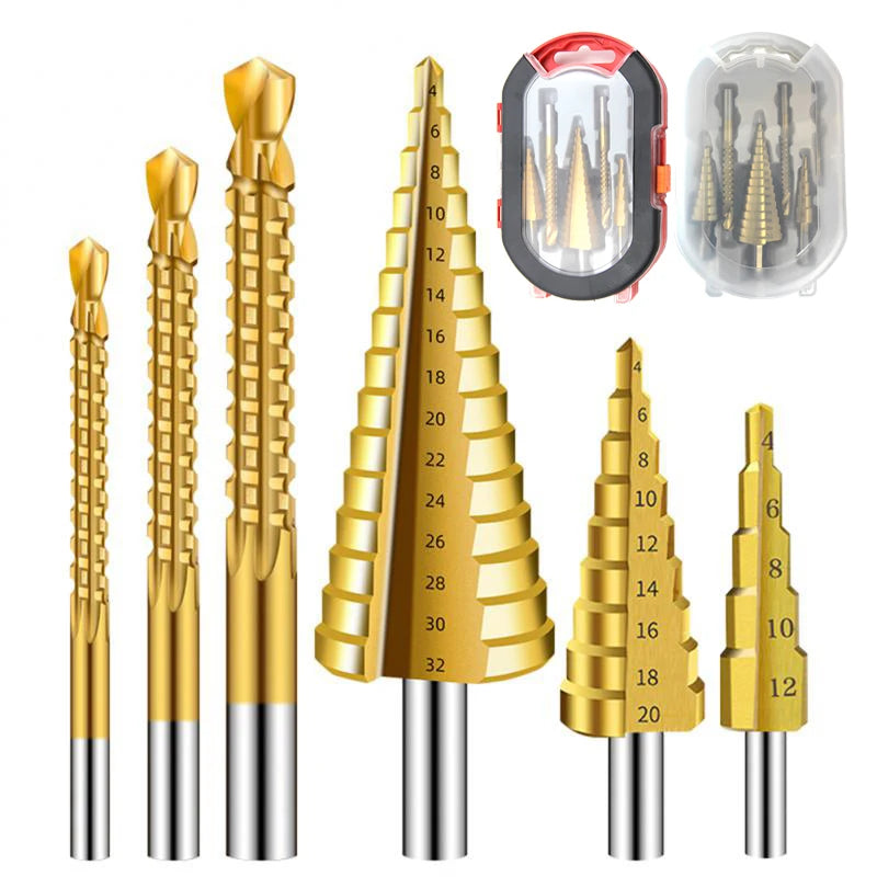 Triangular Handle Step Drill Set 4-12/4-20/4-32mm by Unbranded