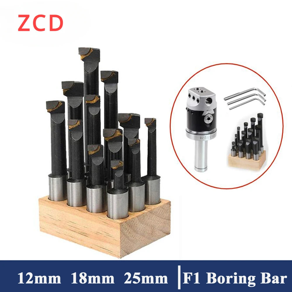 ZCD F1 Boring Bar 12/18/25mm Set 9/12/6pcs Boring Cutter Shank Boring