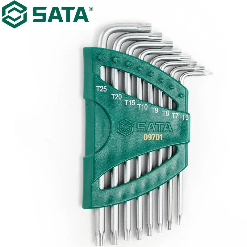 SATA 09701 8-piece Extended Medium Hole Torx Wrench Set Materials And Precision 