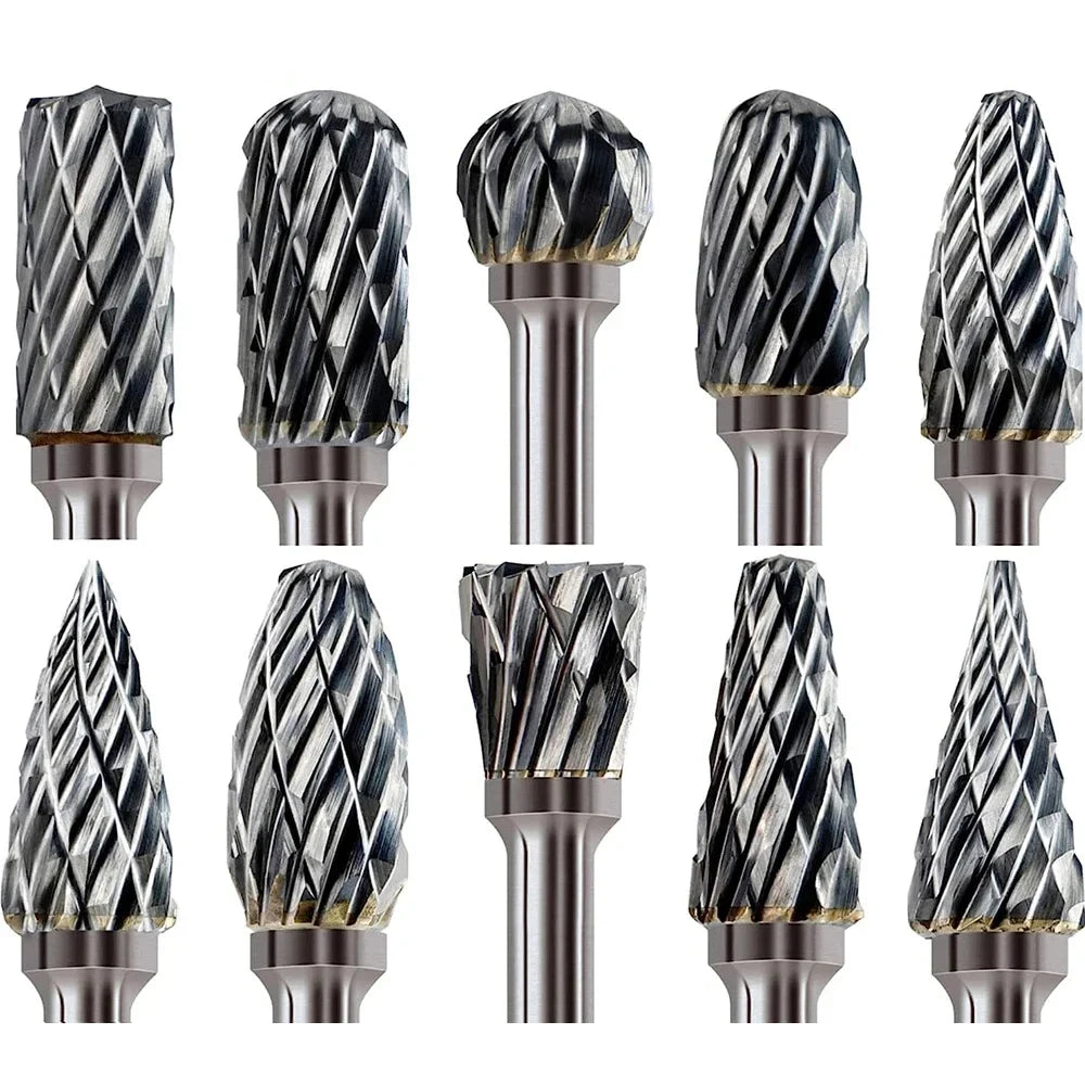 10pc Rotary Carving Burr Bits Double Diamond Cut by Unbranded