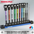 SEDY 11PCS Magnetic Extra Long Nut Driver Set, Metric 8-15mm, 6"