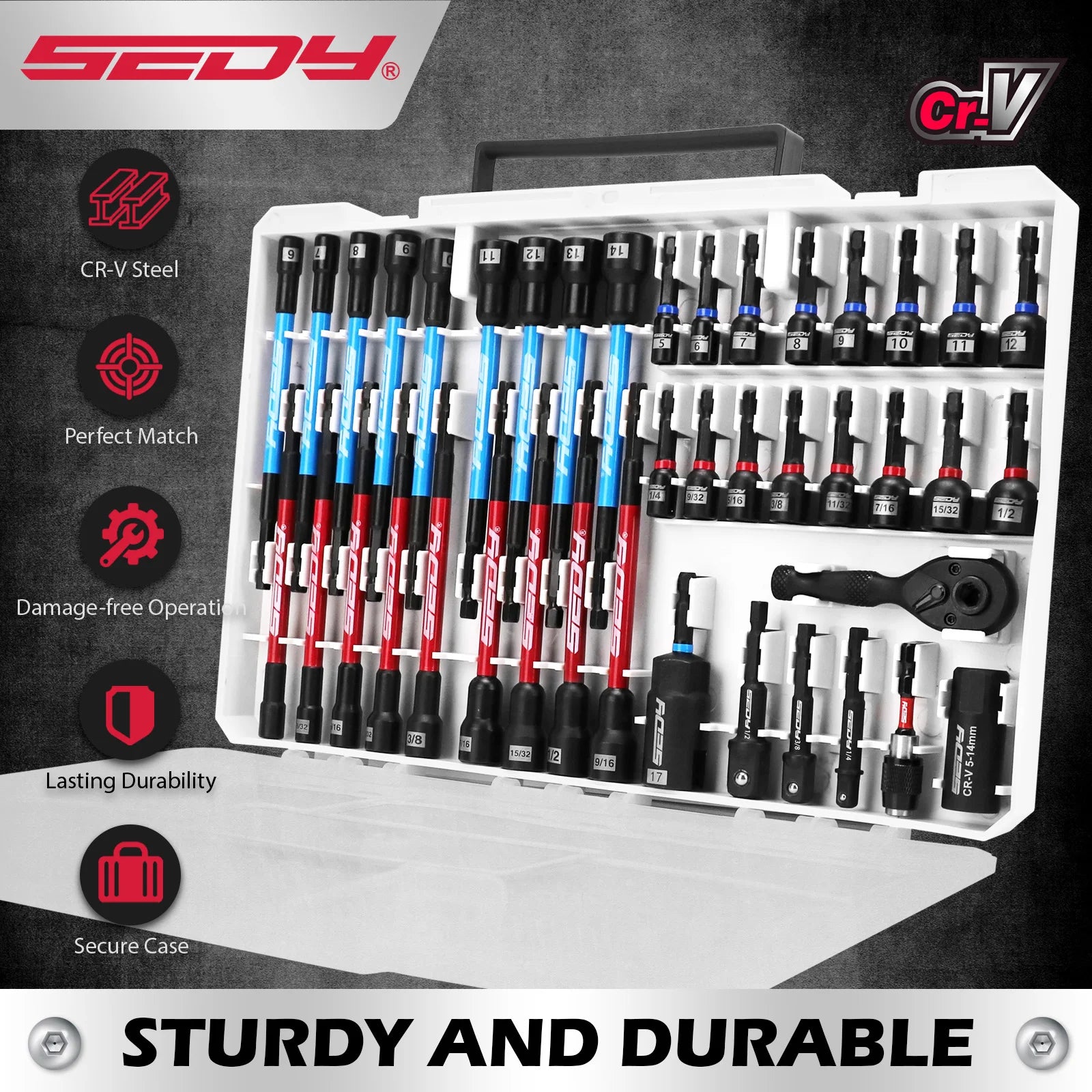 SEDY 41-Piece 1/4" Drive Magnetic Impact Nut Driver Set by SEDY