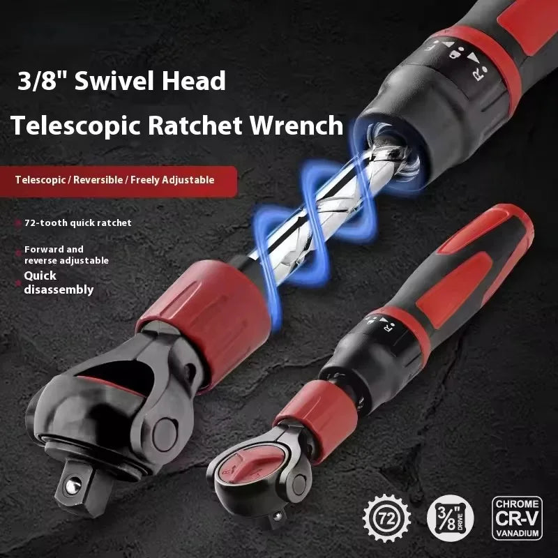 3/8inch Drive Ratchet Wrench Steel 72T Flexible Head