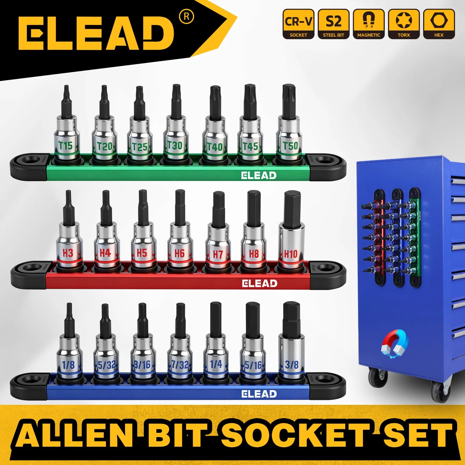 ELEAD 21pc Allen Bit Socket Set 3/8" Drive by ELEAD