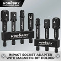 HORUSDY 7Pcs 1/4" Hex Shank Impact Socket Adapter Set 1/4" 3/8" 1/2"