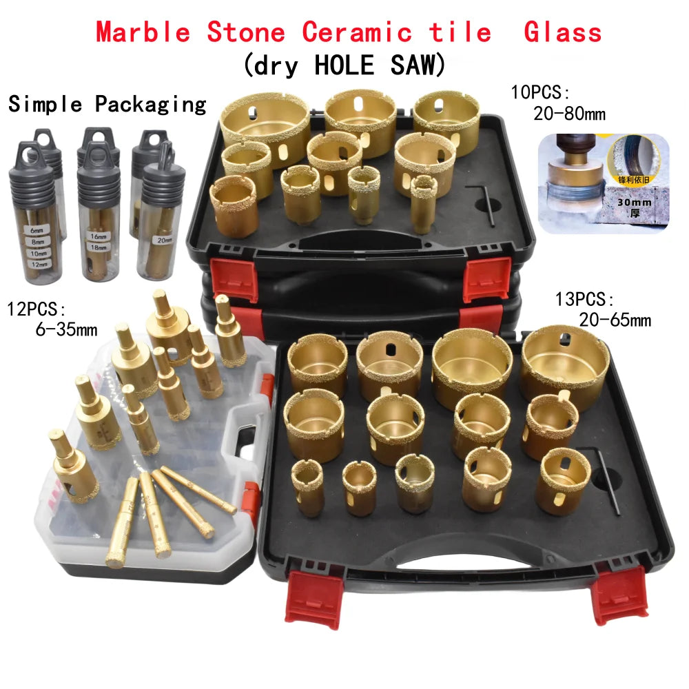 Dry Operation Diamond Coated Drill Bits Set 10pc by Unbranded