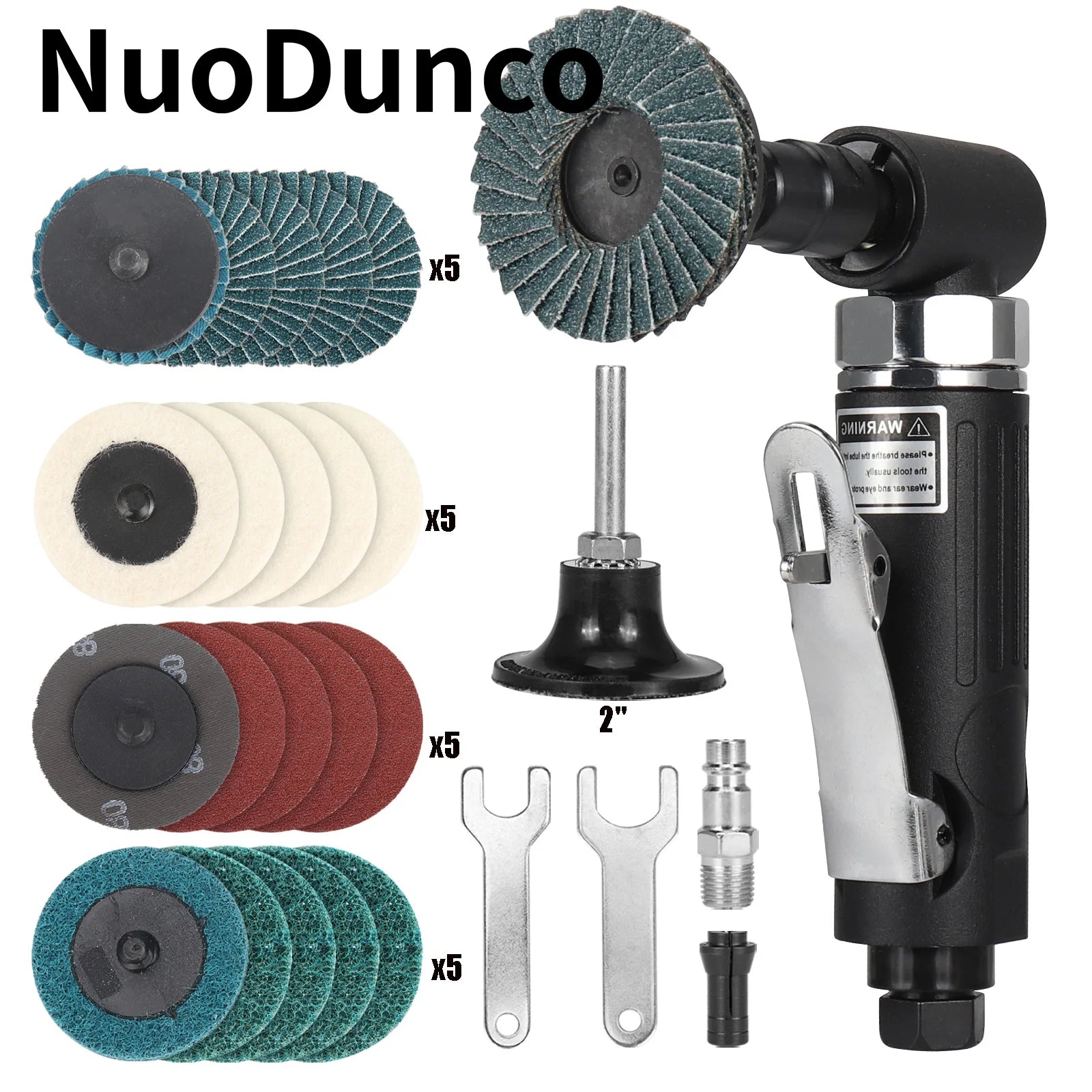 NunDunco 90 Degree Air Die Grinder Mini Air Grinder 2Inch Roll Lock