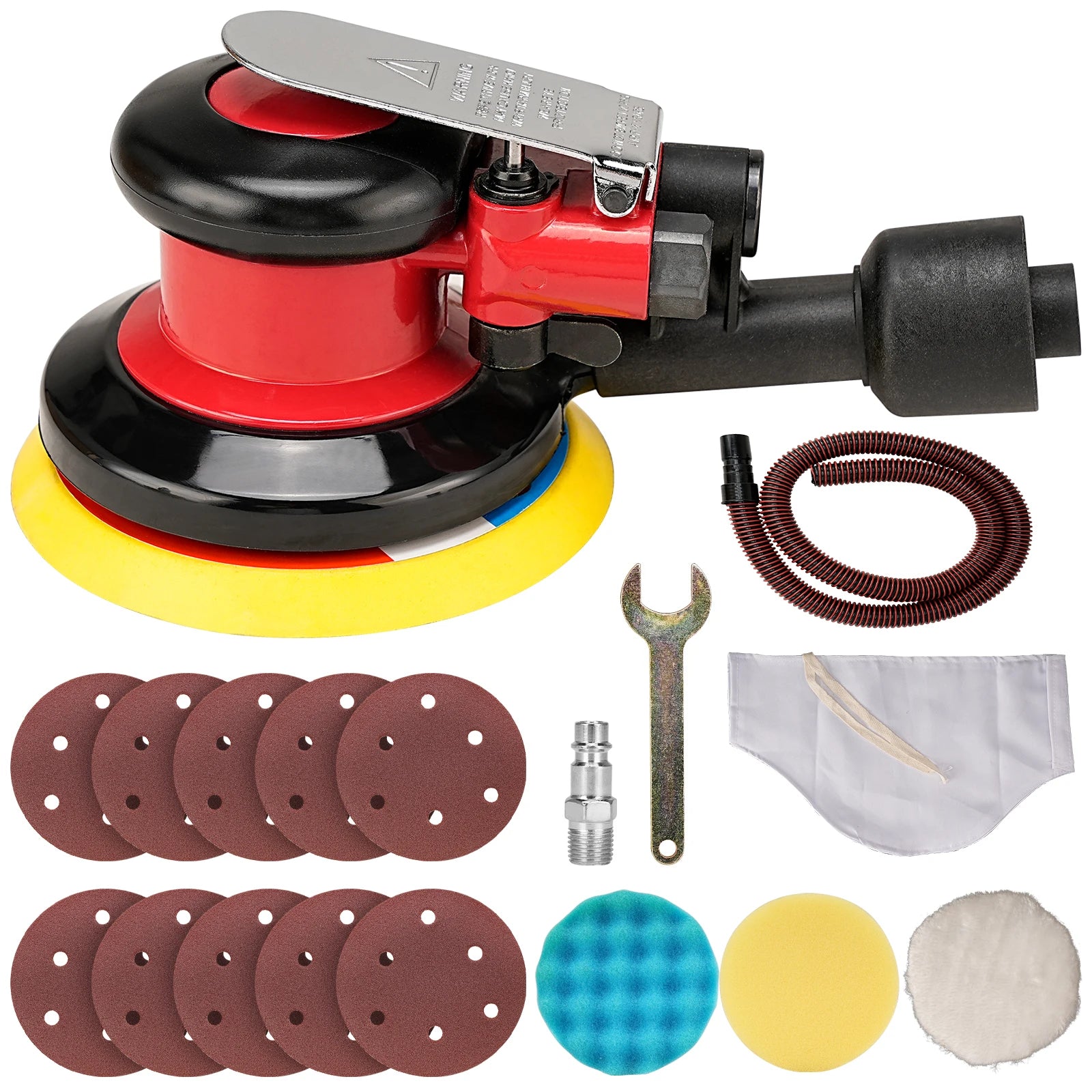 5-inch Pneumatic Sander Vacuum Grinder Circular Sandpaper Orbital