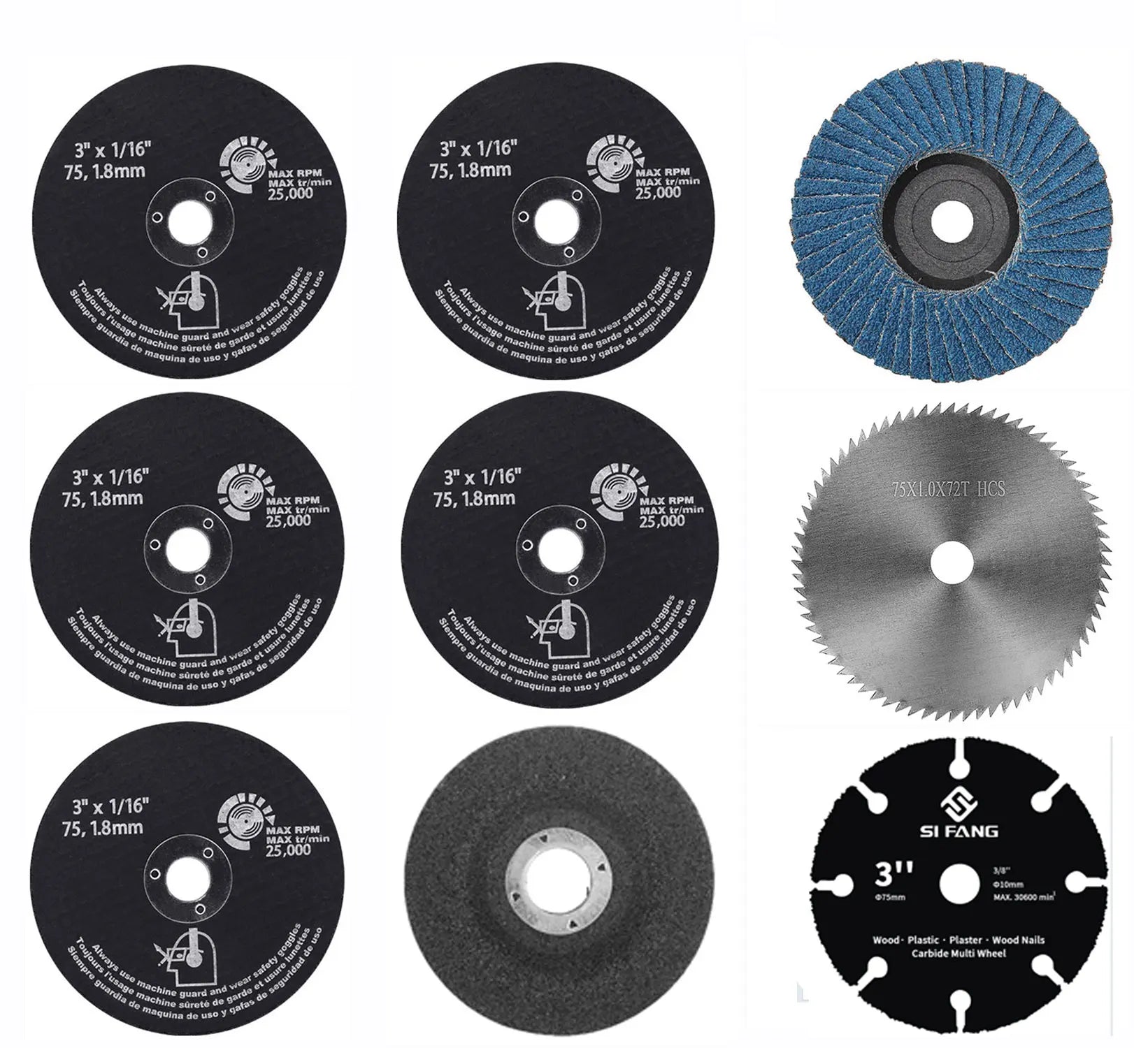 9Pcs 75mm Cutting Disc Set for Metal, Wood, Plastic Cutting by Unbranded