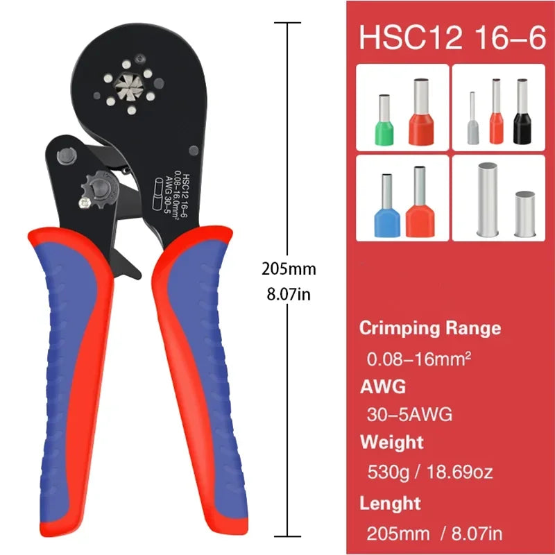 Ferrule Crimping Tool HSC12 16-6 Tubular Terminal Mini Pliers For Large Size Ter