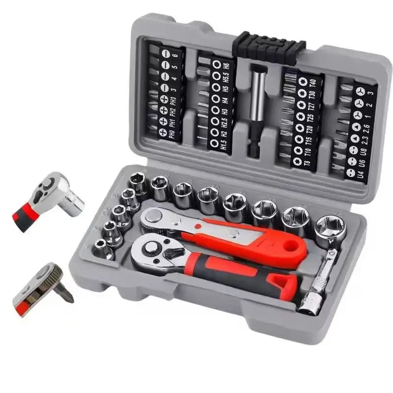 Adjustable Socket Wrench Set with CRV Screwdriver Bits