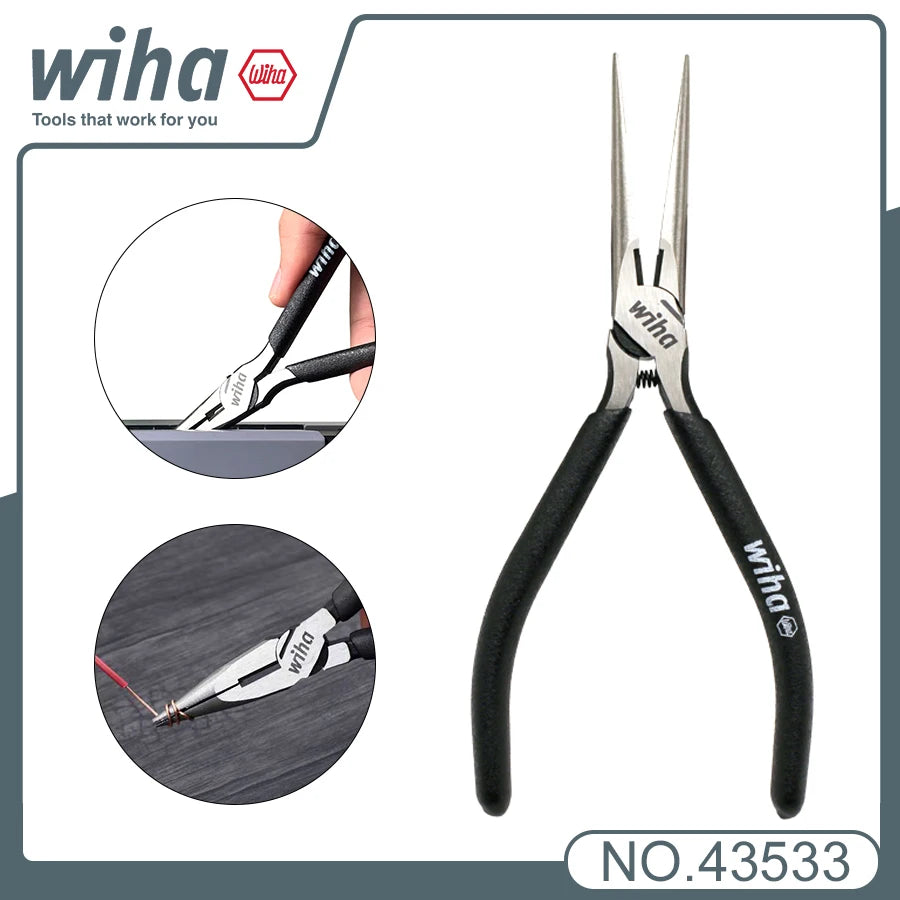 Wiha 6 Inch Long Nose Pliers with Wire Cutter by Wiha