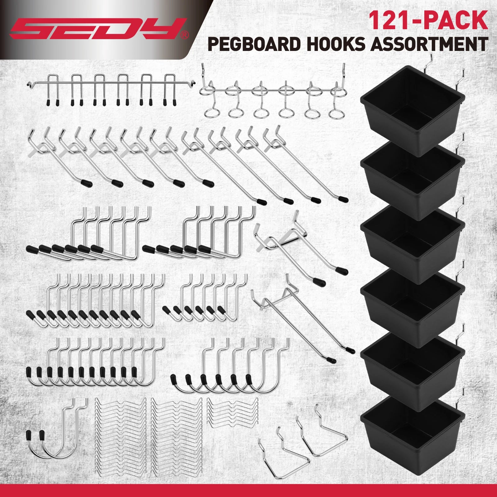 SEDY 121Pcs Pegboard Hooks Set by SEDY