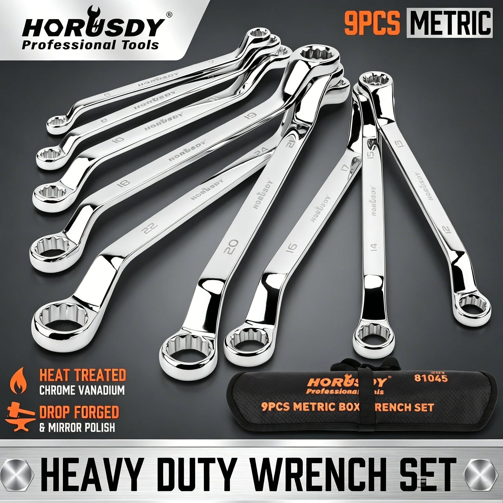 HORUSDY 12Pc Ratchet Spanner Set Metric Wrench 8–19mm by HORUSDY