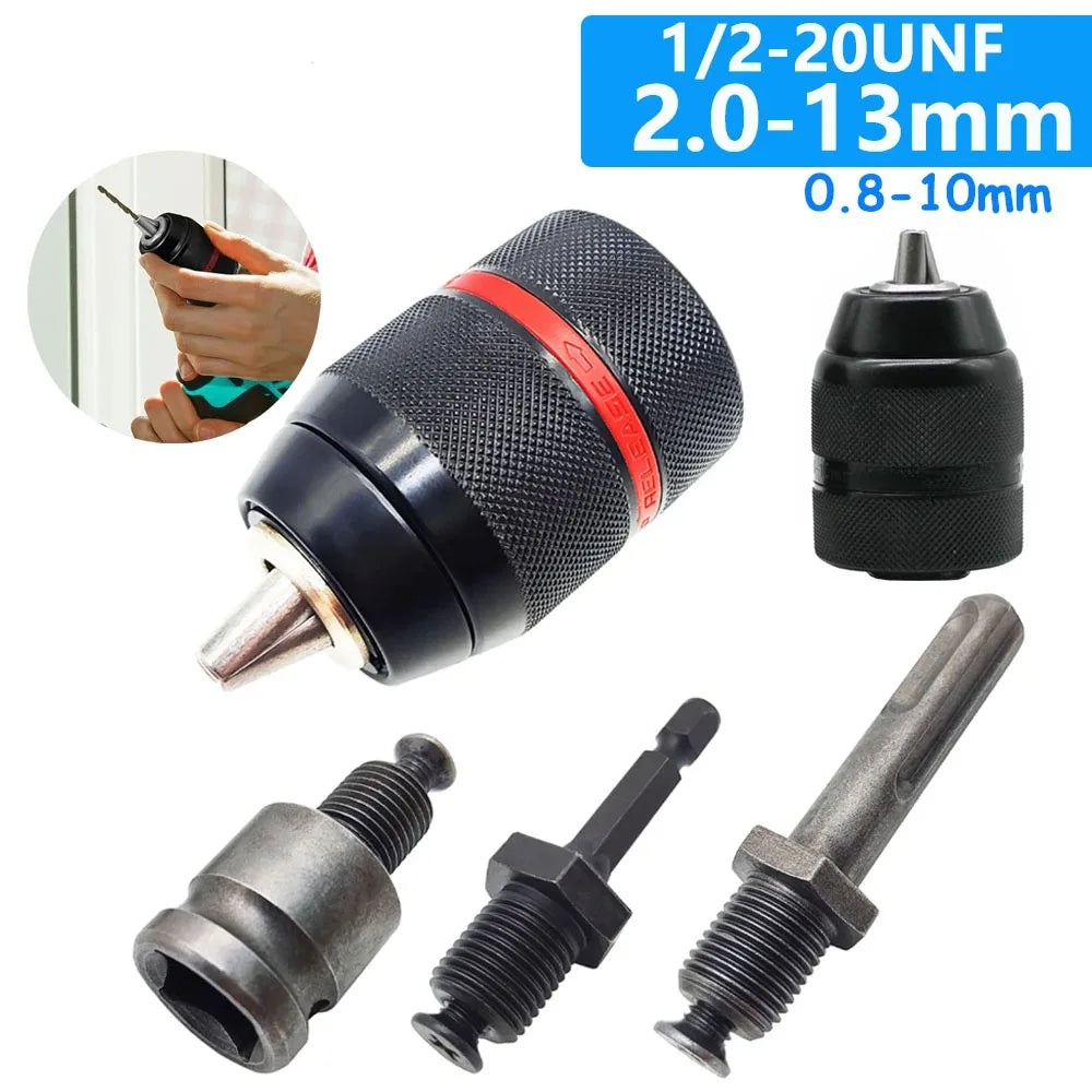 Keyless Metal Drill Chuck 2-13mm with 1/2-20UNF Thread by Unbranded