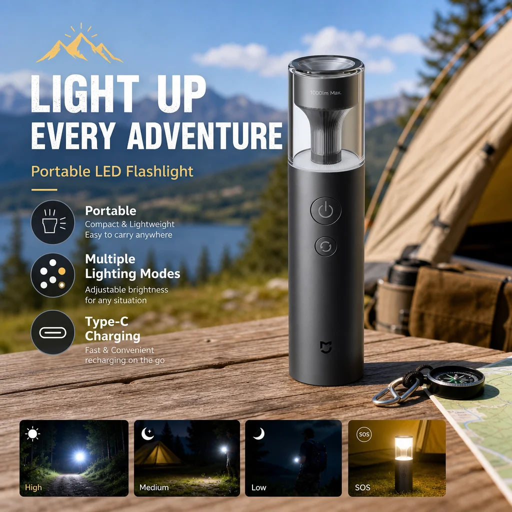 MIJIA Multifunctional Portable Flashlight, Lightweight And Portable, 30h Ultra-l
