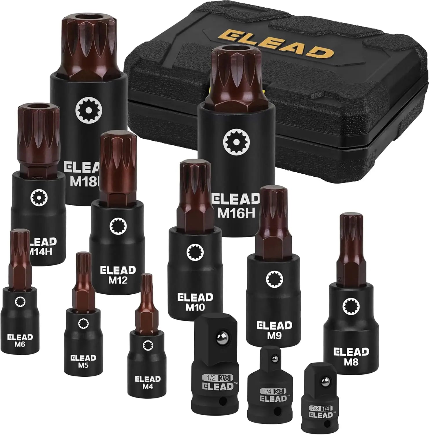 ELEAD 13PC XZN Triple Square Spline Bit Impact Socket Set - Premium S2