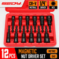 SEDY 12PCS Magnetic Nut Driver Set, Impact Hex Drill Bit, SAE &