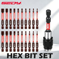 SEDY 21Pcs 2.5" Hex Allen Drill Bit Set, 1/4" Shank S2 Steel SAE