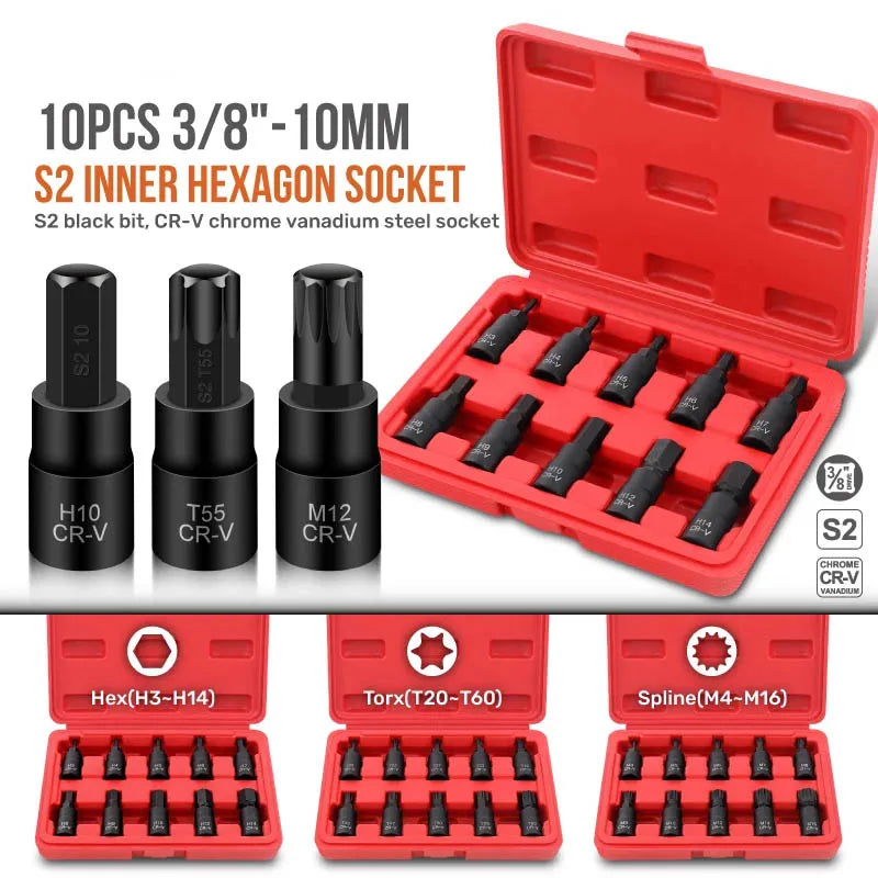 Hi-Spec 10PC 3/8" Drive Socket Set by Hi-Spec
