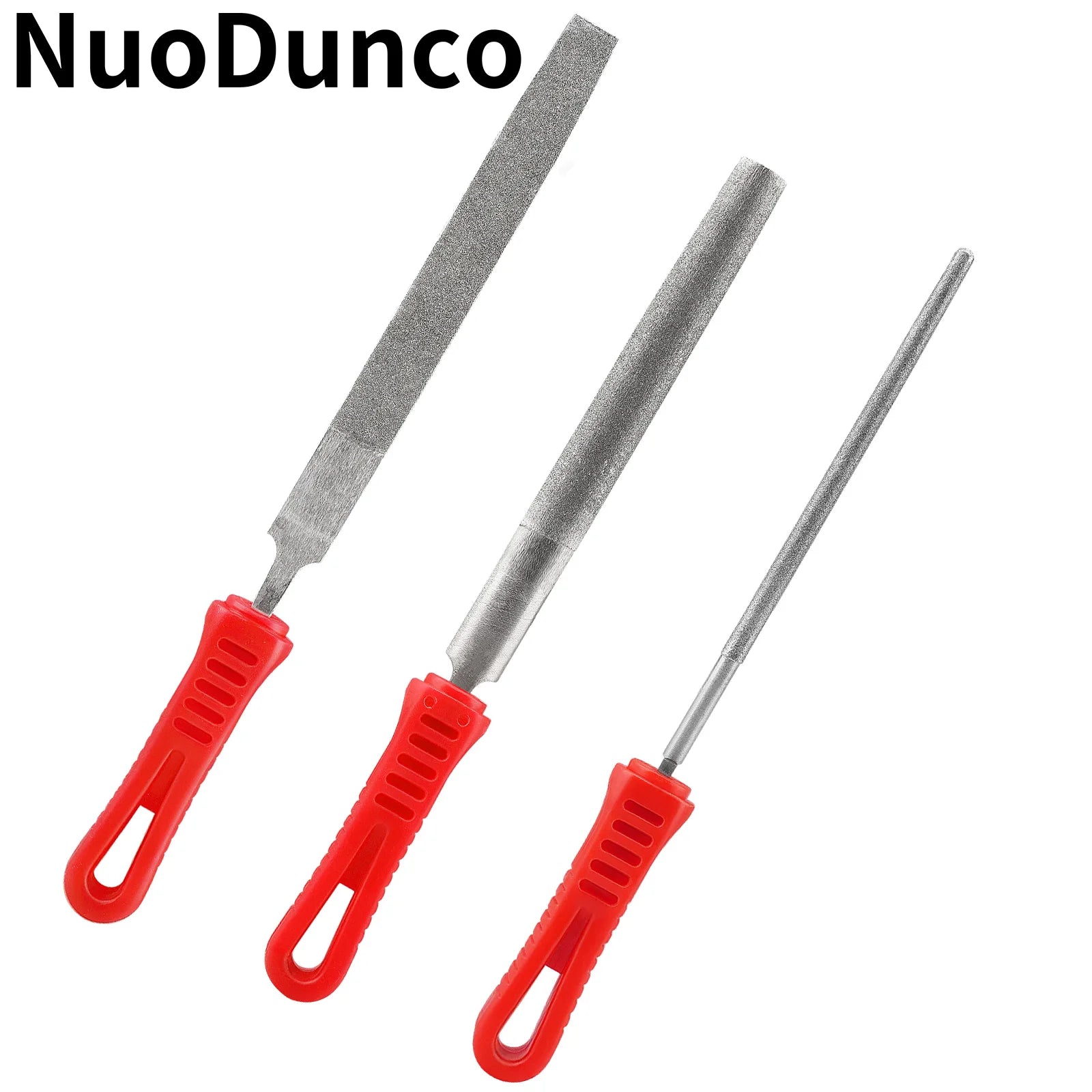 Hand File Set Red Plastic Handle Flat Round Half Round Needle Files