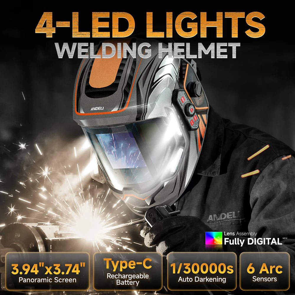 ANDELI Auto Darkening Welding Helmet 6 Arc Sensor by ANDELI