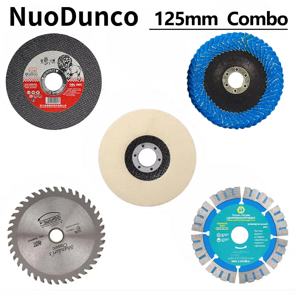 125mm Cutting Disc Wool Polishing Wheel Set by Unbranded