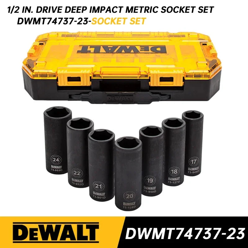 DEWALT DWMT74737 7Pcs 1/2 inch Drive Deep Impact Metric Socket Set Impact Wrench