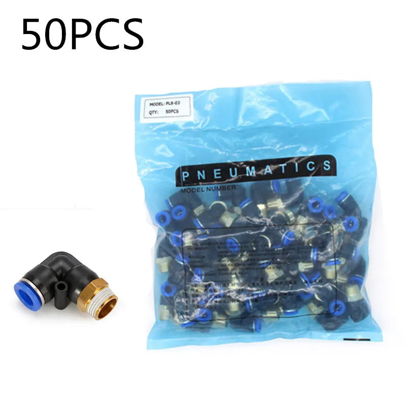 50PCS PL pneumatic connector pipe fitting 4-12mm hose OD 1/8 "1/4" 3/8