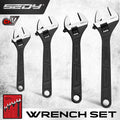 SEDY 4PCS Adjustable Wrench Set, 6/8/10/12 Inch CR-V Steel Spanner