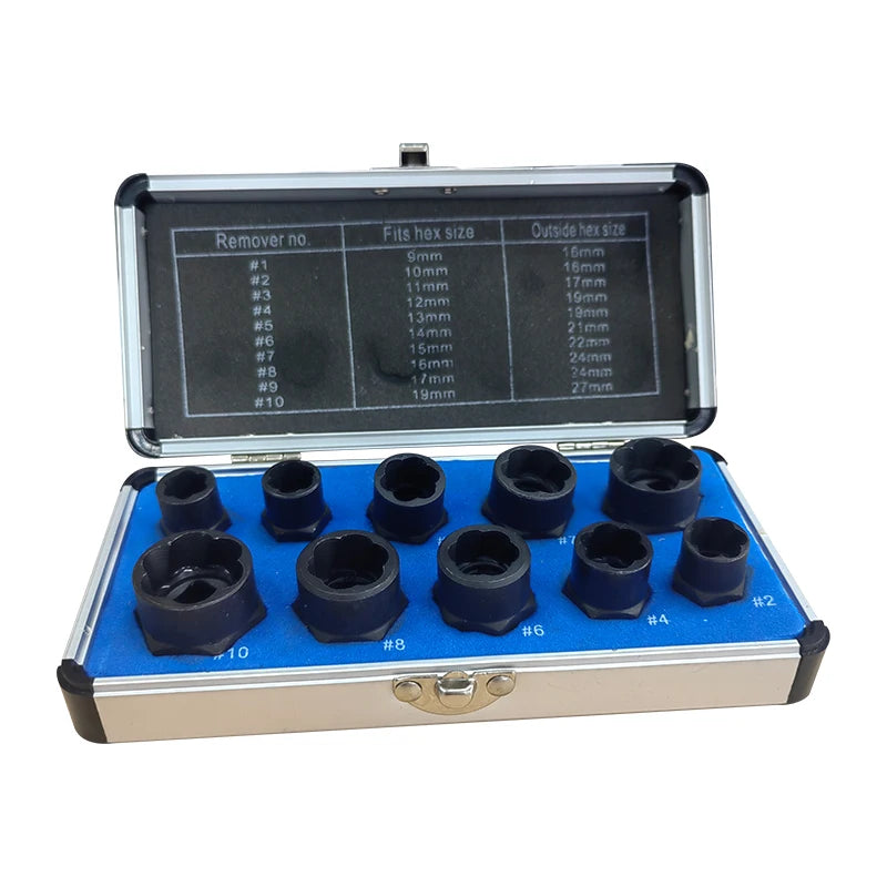 10pc Bolt Extractor Hexagonal Nut Disassembly Tool Set by Unbranded