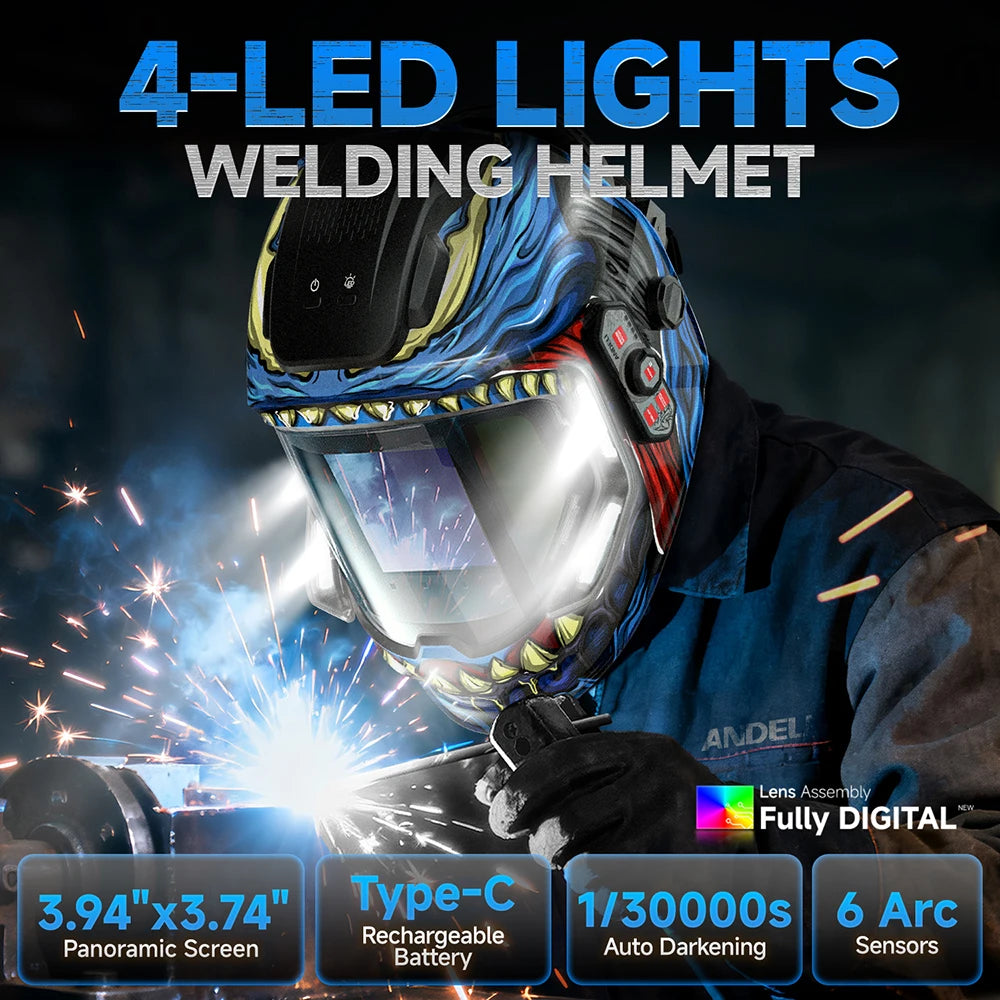ANDELI Auto Darkening Welding Helmet with LED Lights by ANDELI