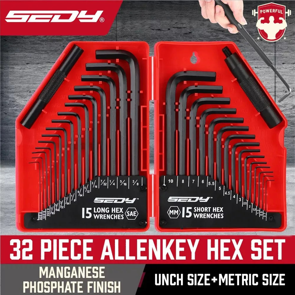 SEDY 32-Piece Hex Key Wrench Set Metric/SAE by SEDY