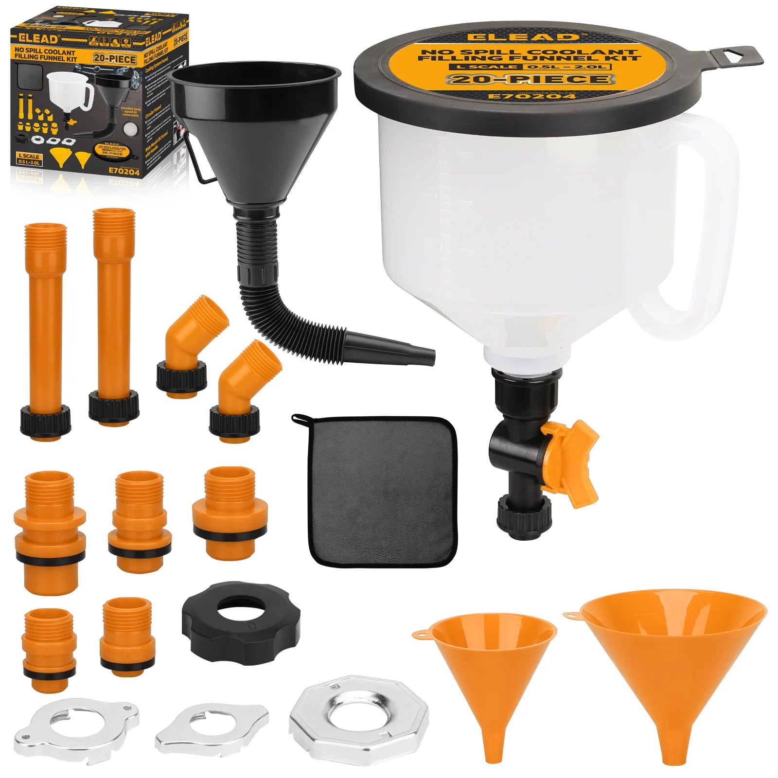 ED 20PCS No-Spill Coolant Funnel Kit, Spill-Proof Radiator Bleeder