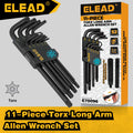 ELEAD 11Pcs Long Arm Torx Key Set T10-T50, S2 Heat Treated Steel Star