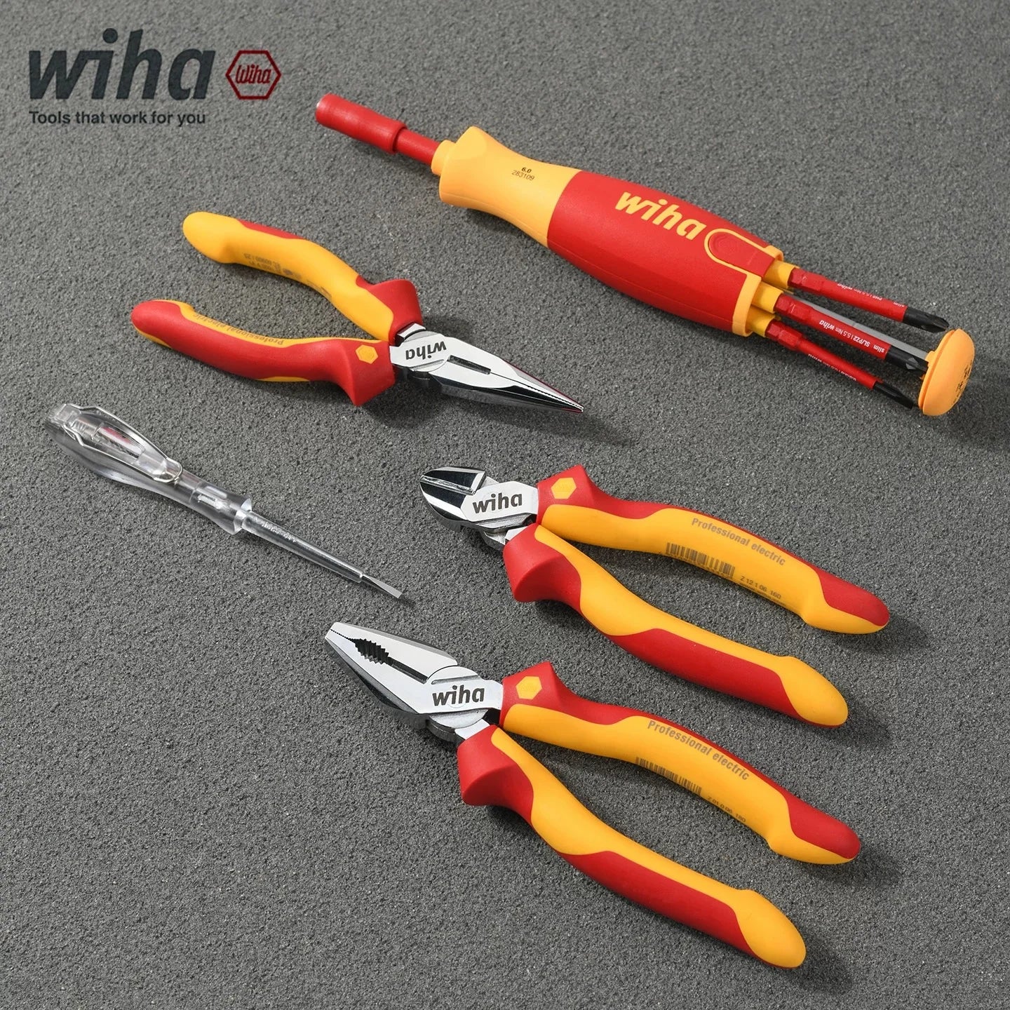 WIHA 90999C 6-Piece Insulated Electrician Tool Set VDE Approved Pliers Screwdriv
