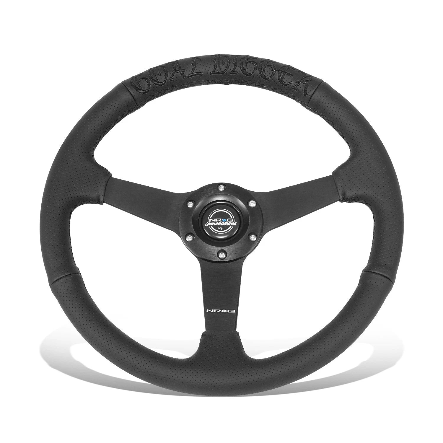 350mm 1.5inch Dish Wheel Nrg 3-spoke Black Leather | Built Supply Co