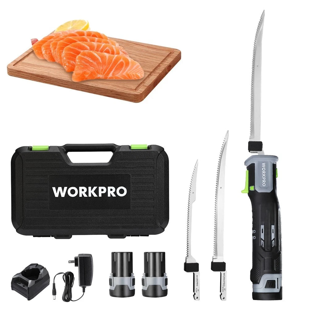 Workpro 10" 8" 12V Electric Fillet Knife Cordless Reciprocating Razor