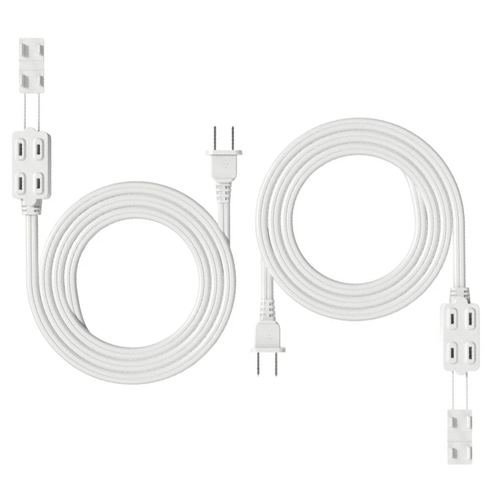 2pack Outdoors Extension Cord Multiple Outlets 12ft 2 Prong Plugs