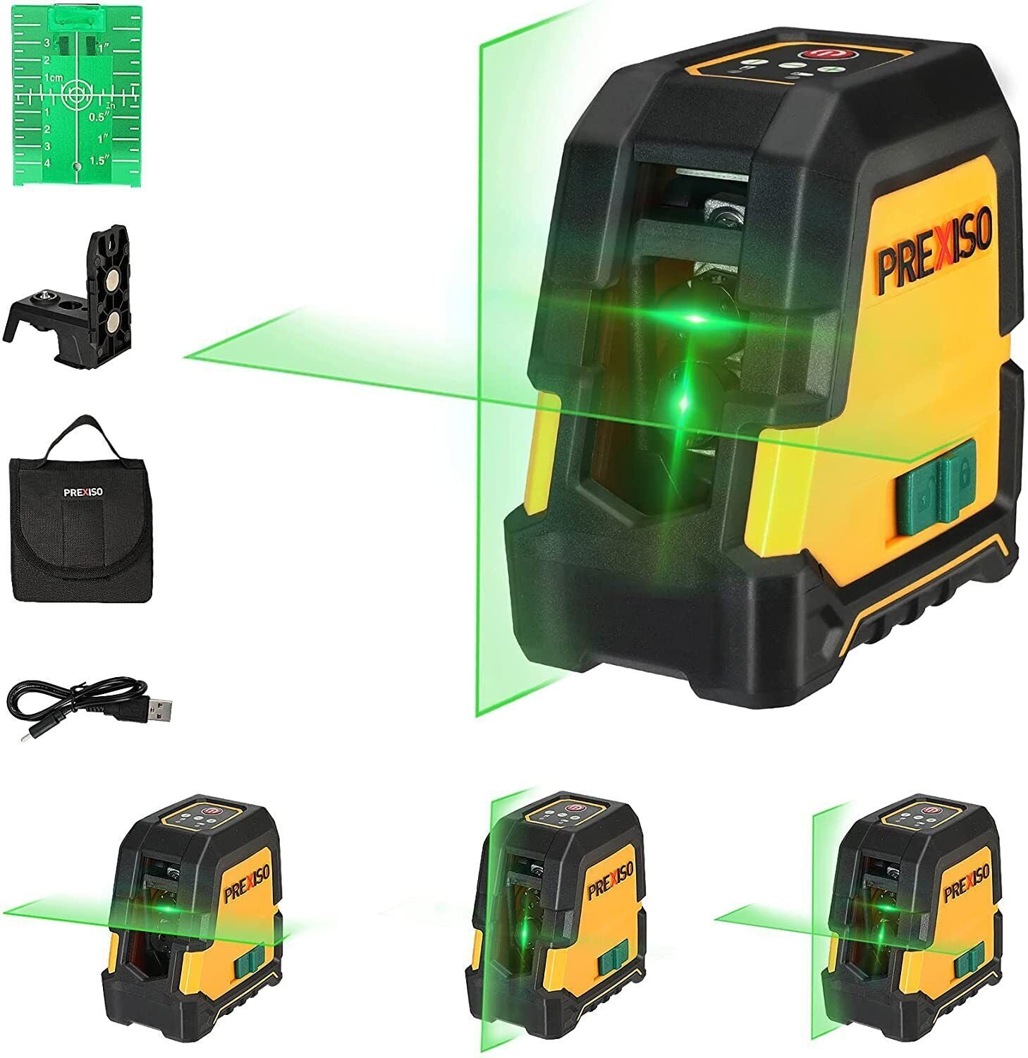 PREXISO Laser Level Self Leveling-100Ft Rechargeable Cross Line Laser
