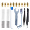 24 In 1 Kit 0.4mm 3d Printer Extruder Nozzle Cleaning Tool For