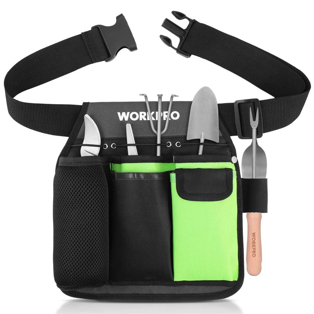 Workpro Garden Tool Belt Single Side Garden Tool Pouch 5 Pockets