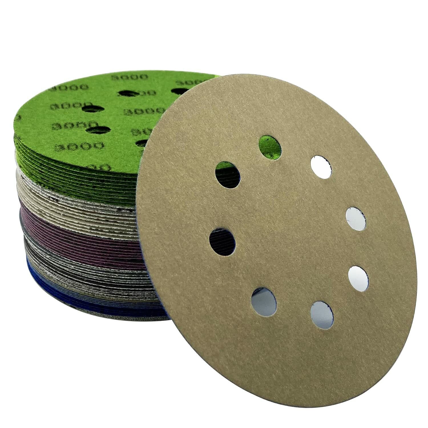 Wet Dry Sanding Discs 5 in 8-Hole Hook Loop 3000-10000 Grit Orbital